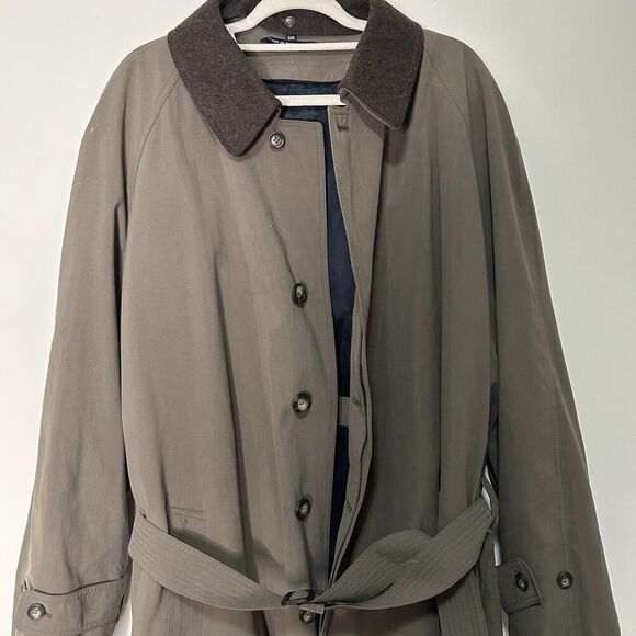 Vintage Ralph Lauren Trench Coat Mens 50R Wool Blend Lined Belted Brown Collared - Picture 9 of 16